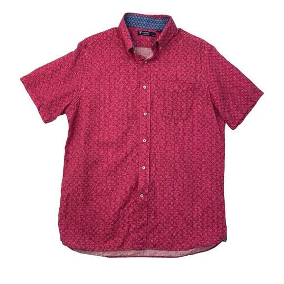 Cremieux Shirt Mens M Medium Valentine Pink Floral Print Linen Blend Button Down - Picture 1 of 11